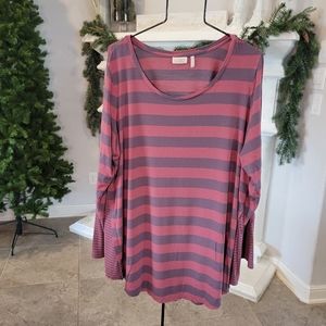 LOGO plus size 2X maroon striped top